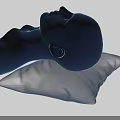 Transparent 3D Glowing Blue Head Organ Visualization With Vascular Structure On Pillow