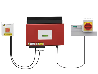 Industrial Control Equipment With Safety Warning Labels Control Panel And Emergency Stop Button 3d model
