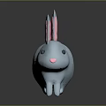 Cute Light Blue Rabbit Plush Toy with Pink Inner Ears Black Eyes and Pink Nose