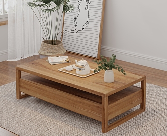 Nordic Coffee Table Solid Wood Coffee Table 3d model