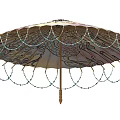 Elegant Artistic Umbrella With Oriental Calligraphy Patterns And Beaded Tassels Design