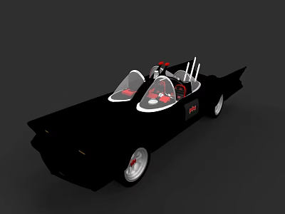 Black Unique Streamlined Car With Two Seat Cockpit Transparent Canopy Red Seats And White Wheels 3d model