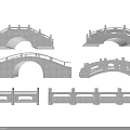 Various Stone Bridge Designs With Arch Structures And Decorative Railings 3d model