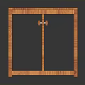Modern Elegant Orange Wooden Table Featuring Slatted Top And Crossed Legs Design