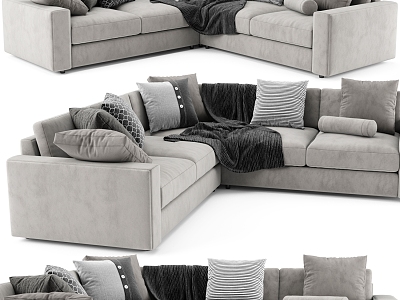 Casual Sofa Combination Casual Sofa Living Room Sofa Multi-Person Sofa Pillow Home Furniture Simple 3d model