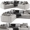Cozy L shaped Leisure Sofa Set with Soft Pillows and Warm Blanket for Living Room