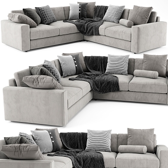 Casual Sofa Combination Casual Sofa Living Room Sofa Multi-Person Sofa Pillow Home Furniture Simple 3d model