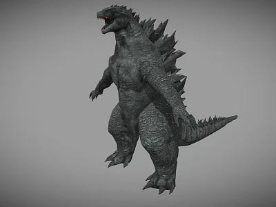 Giant Reptile With Spiked Back Scaly Skin And Fierce Open Mouth 3d model