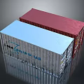 Shipping Truck Loaded With Blue FMA SHIPPING Container And Red Container