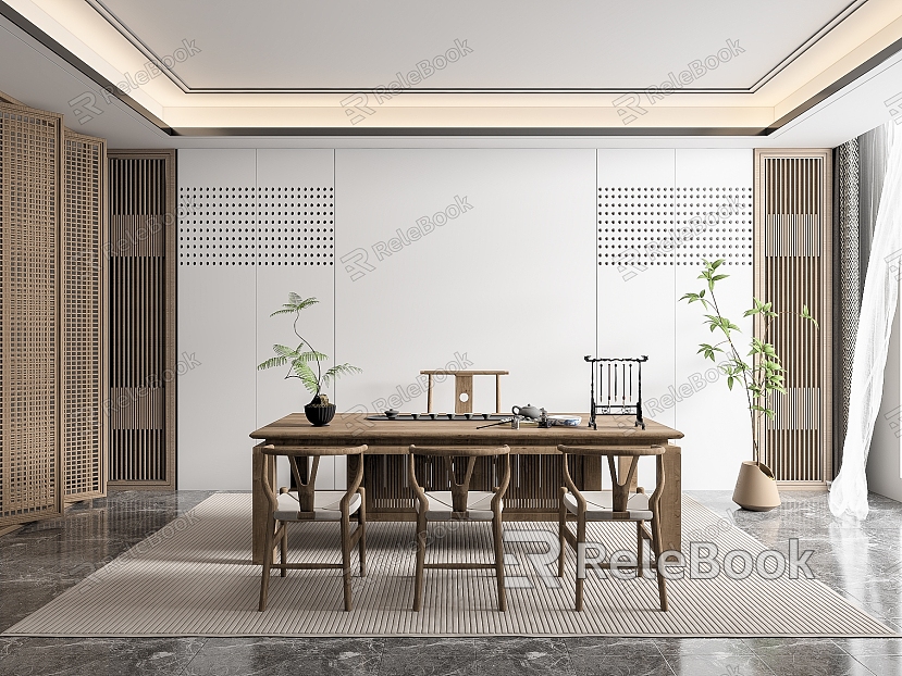 New Chinese Tea Room Tea Room Tea Table and Chair model