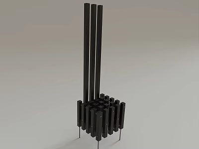 Modern Single Chair Design With Black Striped Structure And Thin Metal Legs 3d model