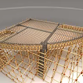 Detailed Bamboo Scaffolding Structure For Building Construction Support And Frame 3d model