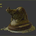 Detailed Triceratops Dinosaur Sculpture With Red Wooden Base And Textured Surface