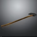 Vintage Axe Weapon With Dark Metal Head And Brown Wooden Handle On Dark Background