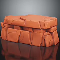 Orange Stacked Stone Blocks Featuring Cracked Textured Surface And Natural Design 3d model