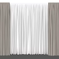 Modern Double Layer Curtains with Dark Gray Panels and White Sheer Fabric