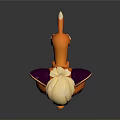 Cute 3D rendered cartoon fox character with orange body purple ears and big green eyes