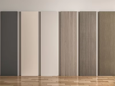 Interior Wall Paneling Display with Various Colors and Wood Textures 3d model