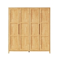 Nordic Wardrobe Solid Wood Bedroom Household Modern Simple Wardrobe Four-door Wardrobe 3d model