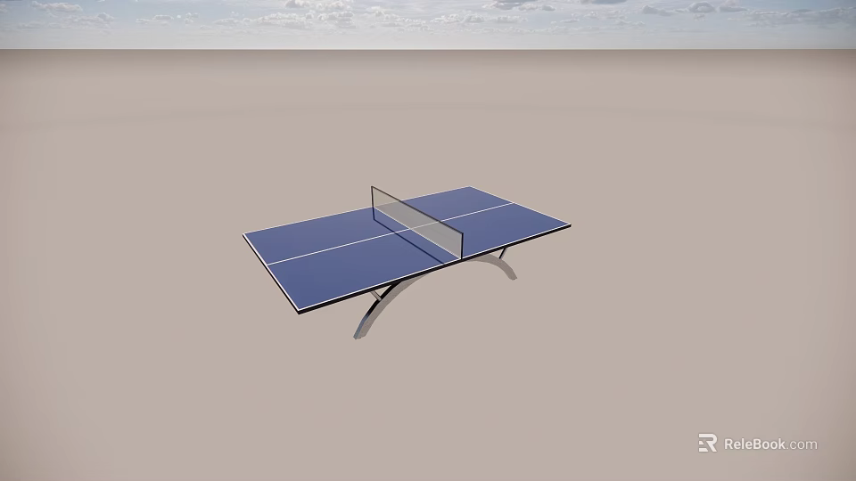 Blue Ping Pong Table With White Lines And Net For Fitness Activity 3d model 
