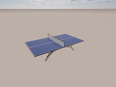 Blue Ping Pong Table With White Lines And Net For Fitness Activity 3d model