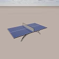 Blue Ping Pong Table With White Lines And Net For Fitness Activity