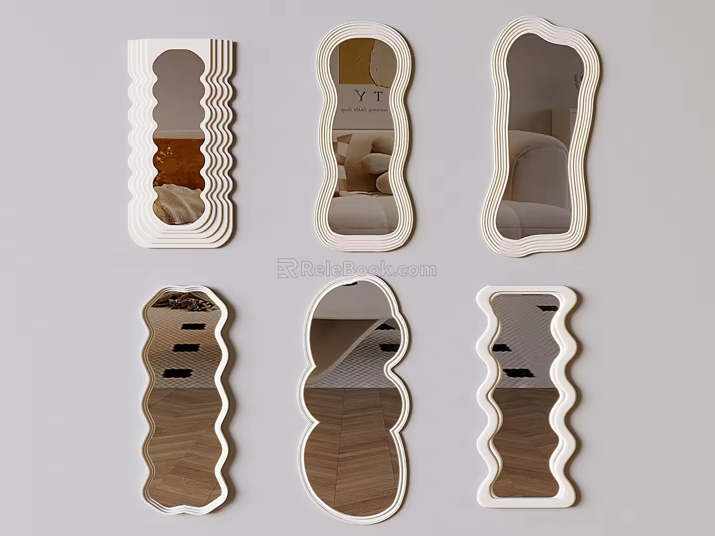 Cream style mirror Full-body mirror Shaped full-length mirror Decorative mirror 3d model