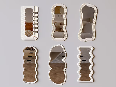 Decorative Wall Mirrors with Various Unique Shapes for Home Interior Decoration 3d model