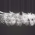 Modern White Chandelier With Intricate Curved Layered Feather Inspired Design For Contemporary Spaces