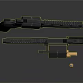 Tactical Black Pistols With Ammunition And Detailed Metal Design Structure
