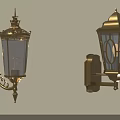Classic Golden Wall Lamps Furniture With Glass Shades And Ornate Brass Design