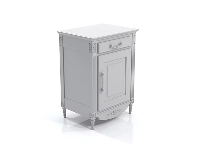 Elegant Classic White Nightstand With Carved Accents Drawer And Cabinet Door 3d model