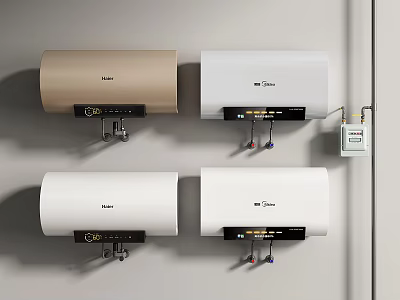 Modern Wall Mounted Water Heaters From Haier And Midea For Home Use 3d model