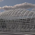 Modern Large Span Architectural Steel Grid Framework With Arched Structure Design 3d model
