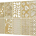 Decorative Room Dividers With Intricate Leaf Geometric And Wood Grain Patterns