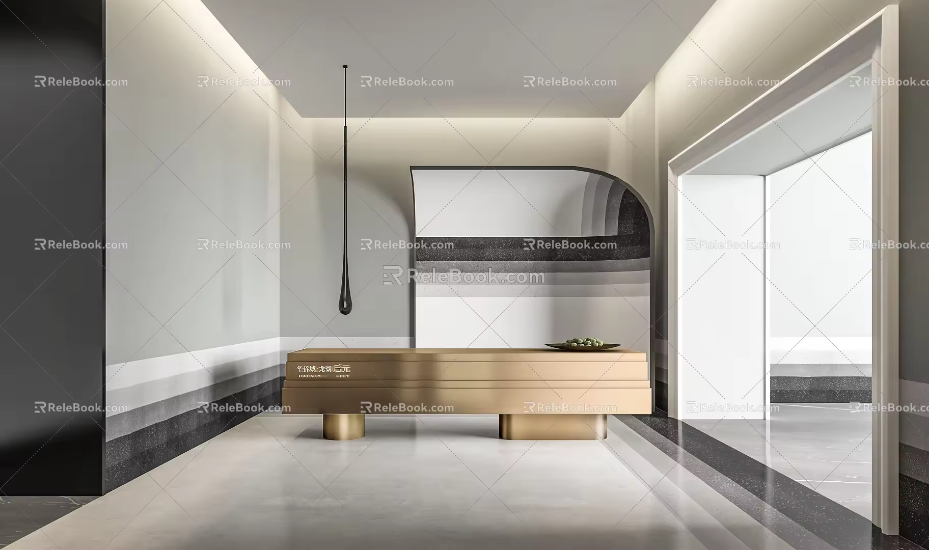 Light Luxury Front Desk Sales Office Front Desk 3d model