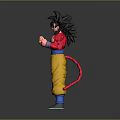 Anime Warrior Character In Fighting Pose With Spiky Black Hair Red Top And Yellow Pants