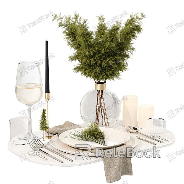 Modern Tableware Restaurant Table Decoration Combination model