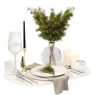 Modern Tableware Restaurant Table Decoration Combination 3d model