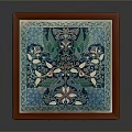 Square Wooden Coffee Table With Decorative Tile Top And Floral Pattern Design