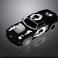Stylish Black Toy Car With White Skull Flame Design And Reflective Wheels