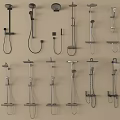 Various Modern Shower Head Designs With Handheld And Overhead Options For Bathroom 3d model