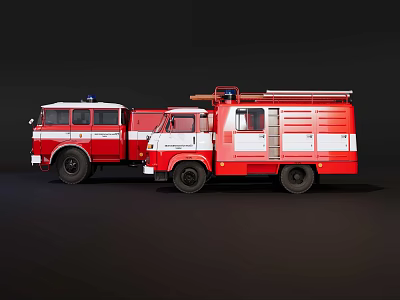 Red Fire Functional Vehicle With Emergency Lights And Rescue Equipment 3d model