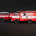 Red Fire Functional Vehicle With Emergency Lights And Rescue Equipment
