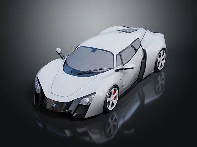 White Modern Sports Car With Sleek Body Distinctive Front Fascia And Red Brake Calipers 3d model