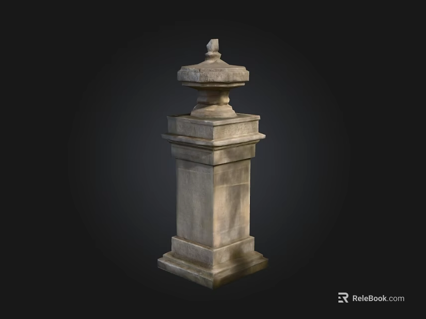 Ornate Stone Capital With Classical Architectural Design And Decorative Details 3d model 