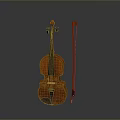 Elegant Wooden Violin With Bow For Daily Musical Instrument Use