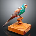 Colorful Parrot With Vibrant Feathers Perched On Wooden Display Stand