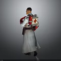 Medical Character In White Robe With Red Cross Backpack Walking