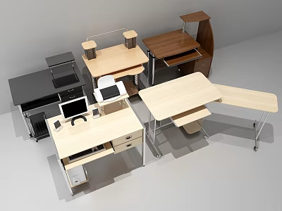 Variety of Office Desks with Drawers Shelves and Modern Designs for Home and Office Use 3d model